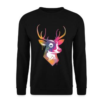 Colorful deer with mountains and birds - Unisex Sweatshirt - black - Front - Alina (178cm) & Michal (187cm)