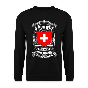 Schweiz Mein Land Meine Heimat Mundart Geschenk - Unisex Pullover - Schwarz - Vorne - Alina (178cm) & Michal (187cm)