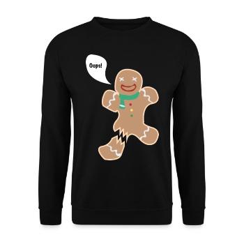 Lebkuchenmann - Bein gebrochen. - Unisex Pullover - Schwarz - Vorne - Alina (178cm) & Michal (187cm)