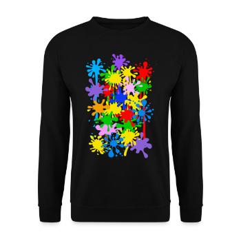 Karneval Kostüm Faschingskostüm Maler Farbkleckse - Unisex Pullover - Schwarz - Vorne - Alina (178cm) & Michal (187cm)