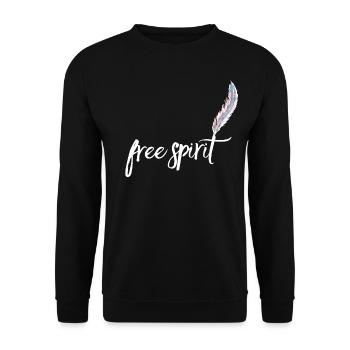 Free Spirit mit Feder hell Vol. 2 - Unisex Pullover - Schwarz - Vorne - Alina (178cm) & Michal (187cm)
