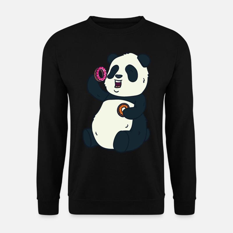 Panda donut essen - Unisex Pullover - Schwarz
