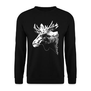 Elch - Moose - Unisex Pullover - Schwarz - Vorne - Alina (178cm) & Michal (187cm)