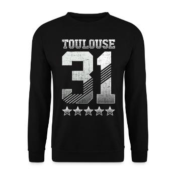 Toulouse 31, 5 étoiles, "Halftones" - Sweat-shirt Unisexe - noir - Devant - Alina (178cm) & Michal (187cm)