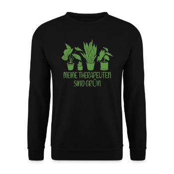 Gärtner Garten Humor Meine Therapeuten Sind Grün - Unisex Pullover - Schwarz - Vorne - Alina (178cm) & Michal (187cm)
