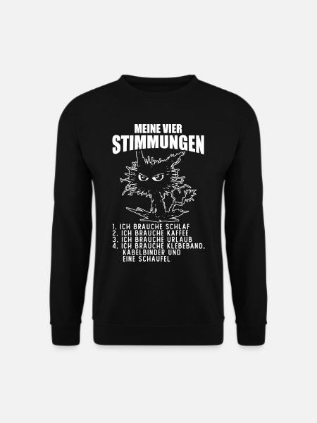 Katze Urlaub Müde Kaffee Vier Stimmungen - Unisex Pullover - Schwarz