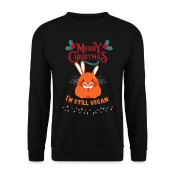 Rabbit Christmas Vegan /I'm still vegan - Unisex Sweatshirt - black - Front - Alina (178cm) & Michal (187cm)