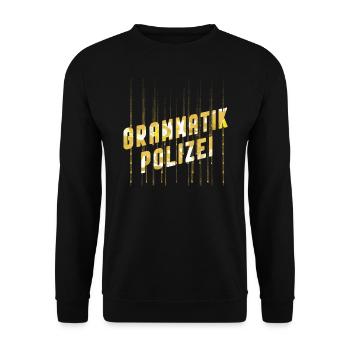 Grammatik-Polizei - Unisex Pullover - Schwarz - Vorne - Alina (178cm) & Michal (187cm)