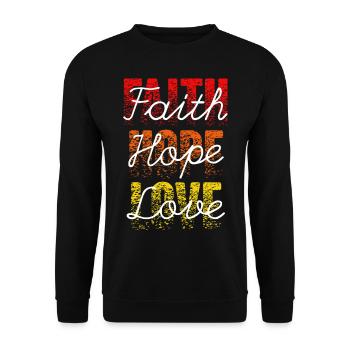 Faith Hope Love Urban streetwear schriftzug - Unisex Pullover - Schwarz - Vorne - Alina (178cm) & Michal (187cm)