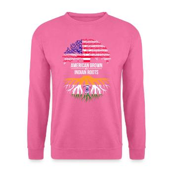 AMERIKANISCH ANGEBAUT MIT INDISCHEN WURZELN - Unisex Pullover - Pink - Vorne