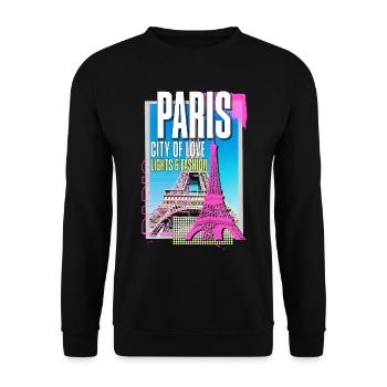 Paris, France, Ville, Skyline, Tour Eiffel, Art - Sweat-shirt Unisexe - noir - Devant - Alina (178cm) & Michal (187cm)