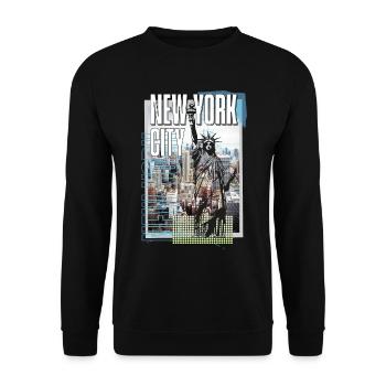 New York City USA America City Skyline Collage - Unisex Sweatshirt - black - Front - Alina (178cm) & Michal (187cm)