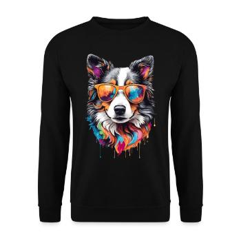 Border Collie Dog Cute Cool Colorful Sunglasses - Unisex Sweatshirt - black - Front - Alina (178cm) & Michal (187cm)