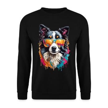 Cute Border Collie: Cool in Sunglasses - Unisex Sweatshirt - black - Front - Alina (178cm) & Michal (187cm)