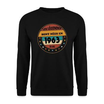 Millésime 1963 Cadeau 60 Ans Homme Anniversaire - Sweat-shirt Unisexe - noir - Devant - Alina (178cm) & Michal (187cm)