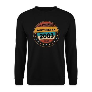 Millésime 2003 Cadeau 20 Ans Homme Anniversaire - Sweat-shirt Unisexe - noir - Devant - Alina (178cm) & Michal (187cm)