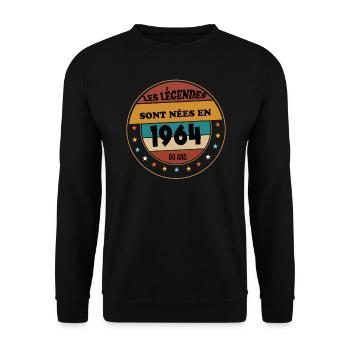 Millésime 1964 Cadeau 60 Ans Homme Anniversaire - Sweat-shirt Unisexe - noir - Devant - Alina (178cm) & Michal (187cm)