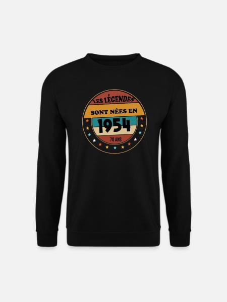Millésime 1954 Cadeau 70 Ans Homme Anniversaire - Sweat-shirt Unisexe - noir