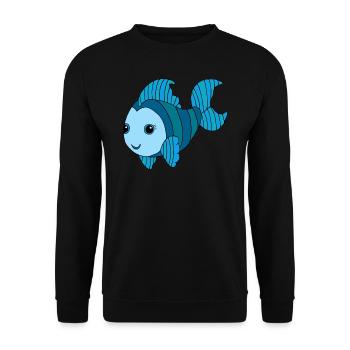 Bunter Fisch - Unisex Pullover - Schwarz - Vorne - Alina (178cm) & Michal (187cm)