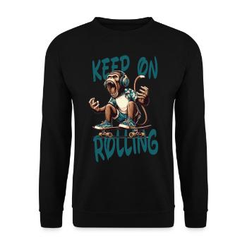 keep on rolling skate skateboard skater summer - Unisex Sweatshirt - black - Front - Alina (178cm) & Michal (187cm)