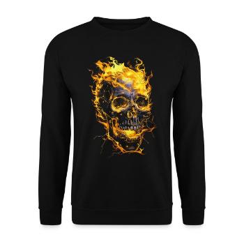 Skull Flames Skull Fire Skeleton Biker - Unisex Sweatshirt - black - Front - Alina (178cm) & Michal (187cm)