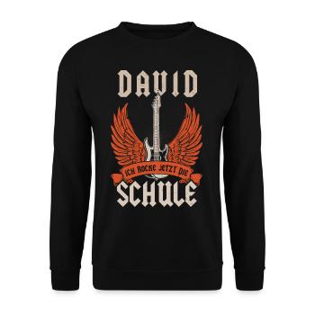 Schoolchild David I'm rocking the first day of school now - Unisex Sweatshirt - black - Front - Alina (178cm) & Michal (187cm)