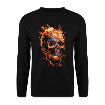Skull Flames Skull Fire Skeleton Biker - Unisex Sweatshirt - black - Front - Alina (178cm) & Michal (187cm)