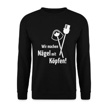 Wir Machen Nägel Mit Köpfen! Hochzeit Brautpaar W - Unisex Pullover - Schwarz - Vorne - Alina (178cm) & Michal (187cm)