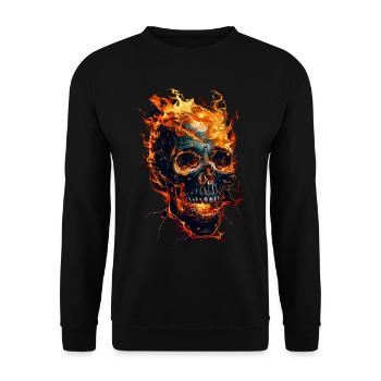 Skull Flames Skull Fire Skeleton Biker - Unisex Sweatshirt - black - Front - Alina (178cm) & Michal (187cm)