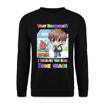 What Homework? I thought you said Home-snack! - Unisex Sweatshirt - black - Front - Alina (178cm) & Michal (187cm)