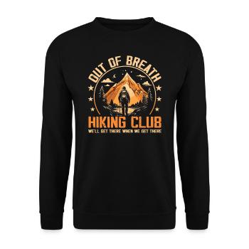 Out of Breath Hiking Society Club - Funny Hiking - Sweat-shirt Unisexe - noir - Devant - Alina (178cm) & Michal (187cm)