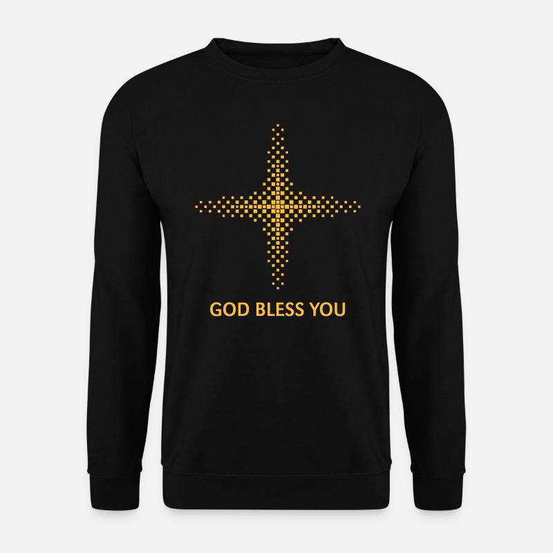 God Bless You (Religion / Kreuz / Quadrate / Gold) - Unisex Pullover - Schwarz