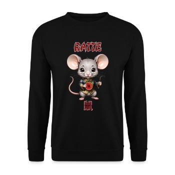 Rat - Zodiaque Chinois - Astrologie - Sweat-shirt Unisexe - noir - Devant - Alina (178cm) & Michal (187cm)
