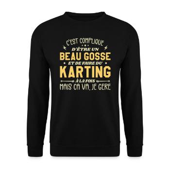 Beaugosse et faire du Karting - Sweat-shirt Unisexe - noir - Devant - Alina (178cm) & Michal (187cm)