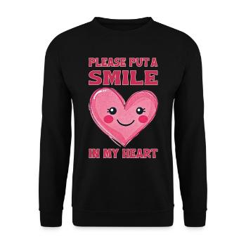 Please put a smile in my heart - Unisex Sweatshirt - black - Front - Alina (178cm) & Michal (187cm)