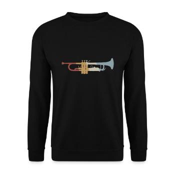 Trompette Retro Style Vintage - Sweat-shirt Unisexe - noir - Devant - Alina (178cm) & Michal (187cm)