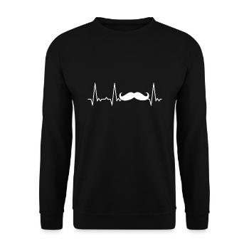Herzschlag Schnurrbart - Unisex Pullover - Schwarz - Vorne - Alina (178cm) & Michal (187cm)