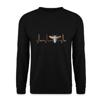Herzschlag Biene - Unisex Pullover - Schwarz - Vorne - Alina (178cm) & Michal (187cm)