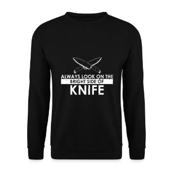 Leben ist besser mit Messer Messersammler - Unisex Pullover - Schwarz - Vorne - Alina (178cm) & Michal (187cm)
