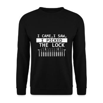 Lock Picking Locking Technician Schlossdienst Design - Unisex Sweatshirt - black - Front - Alina (178cm) & Michal (187cm)