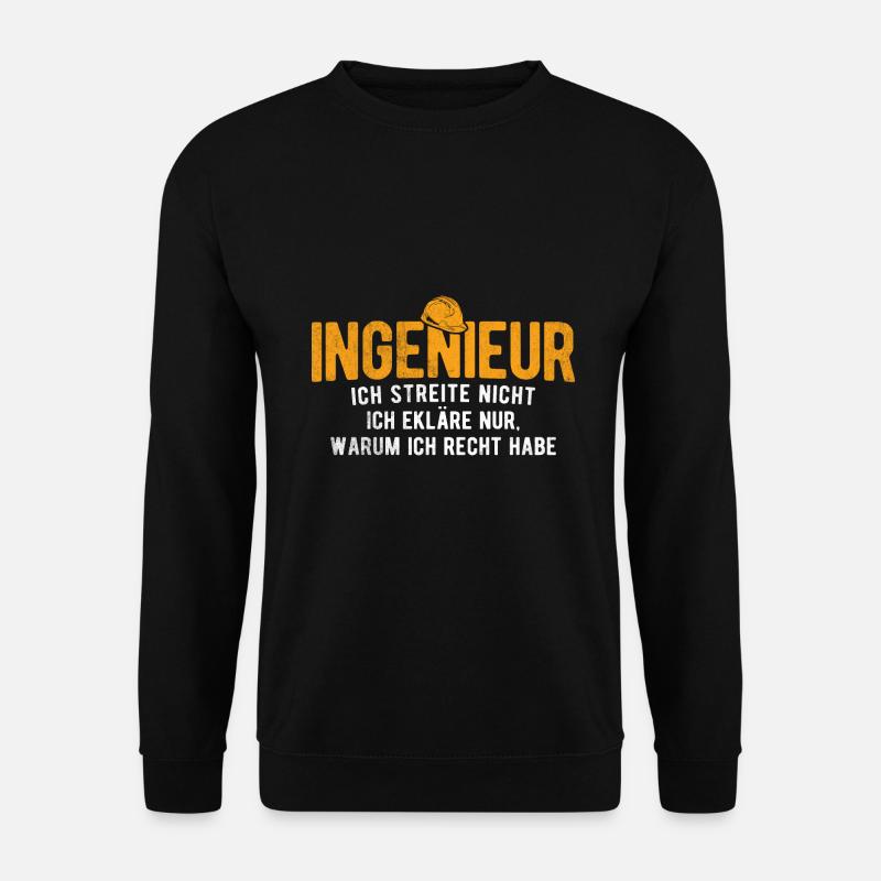 Ich Erkläre Warum Ich Rechte Habe Bauingenieur - Unisex Pullover - Schwarz