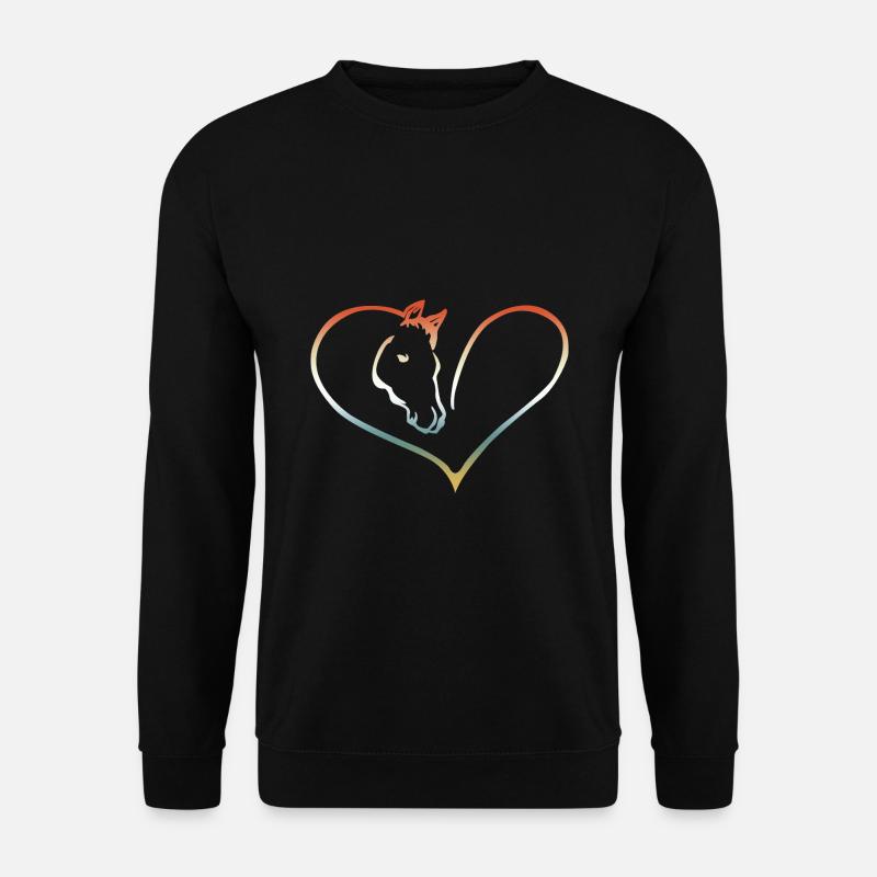 Herz Pferd reiten Reiterin Tier - Unisex Pullover - Schwarz
