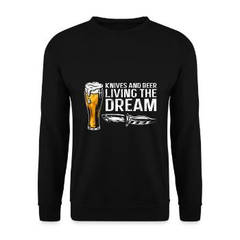 Father and Messerasmmler Messerfan Papa Design - Unisex Sweatshirt - black - Front - Alina (178cm) & Michal (187cm)