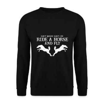Voltigieren Design und Voltigieren Pferde Designs - Unisex Pullover - Schwarz - Vorne - Alina (178cm) & Michal (187cm)
