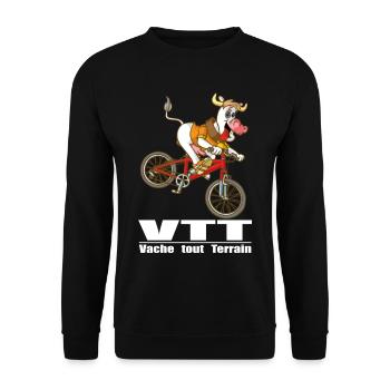 Cow mountainbiking - Unisex Sweatshirt - black - Front - Alina (178cm) & Michal (187cm)