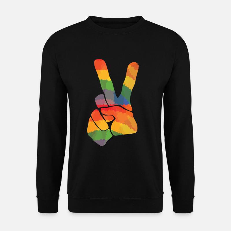 Farbiges Peace Zeichen - Unisex Pullover - Schwarz