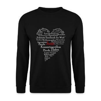 Juist Herz weiss - Unisex Pullover - Schwarz - Vorne - Alina (178cm) & Michal (187cm)