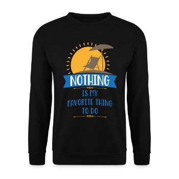Lieblingsbeschäftigung Strand: Nichts - Unisex Pullover - Schwarz - Vorne - Alina (178cm) & Michal (187cm)