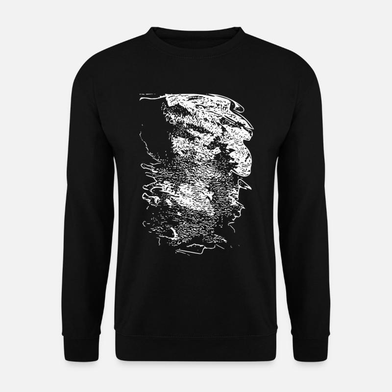 Schwarzweiß Kopf-Silhouette Ornament - Unisex Pullover - Schwarz