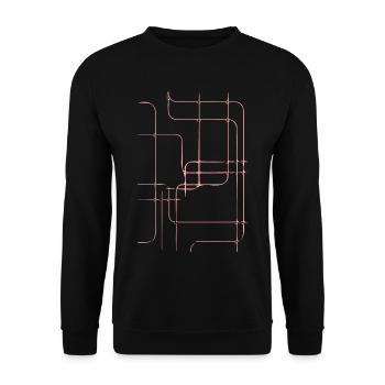 Rosa Liniennetz Abstrakt - Unisex Pullover - Schwarz - Vorne - Alina (178cm) & Michal (187cm)
